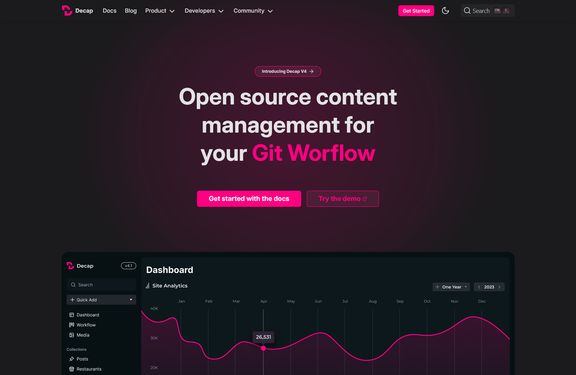 Page d'accueil de Decap CMS