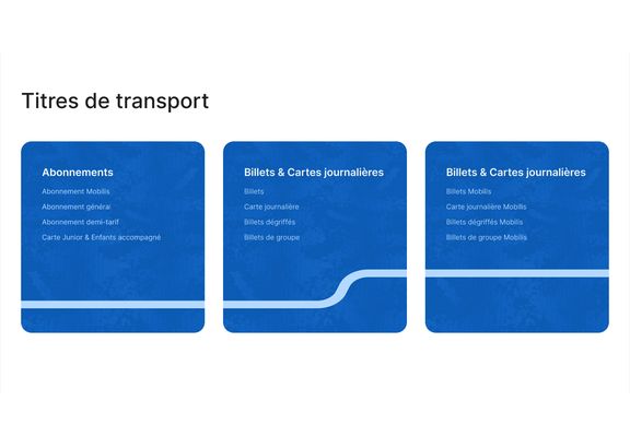 Section de tickets et de cartes de transport